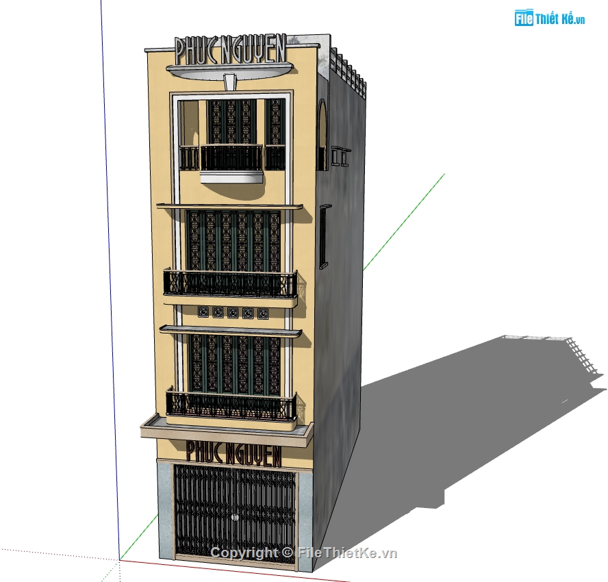 Nhà 4 tầng file su,model su Nhà 4 tầng,file su nhà cổ hà nội