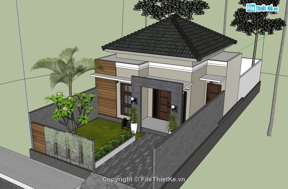 nhà cấp 4,su nhà cấp 4,sketchup nhà cấp 4