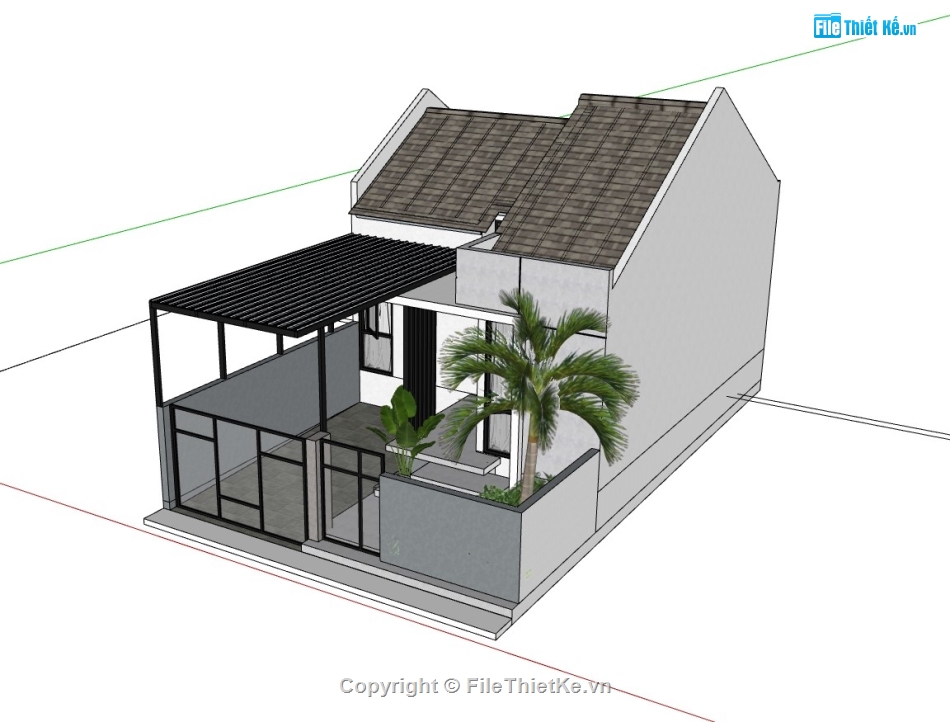 nhà cấp 4,su nhà cấp 4,sketchup nhà cấp 4