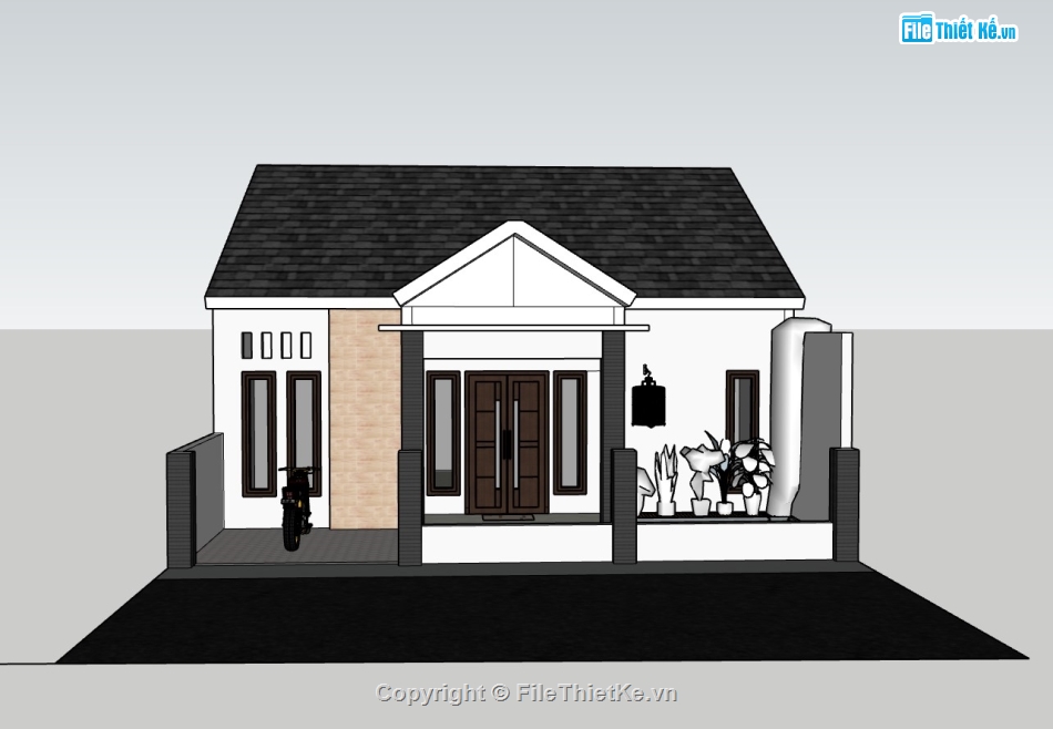 nhà cấp 4,su nhà cấp 4,sketchup nhà cấp 4