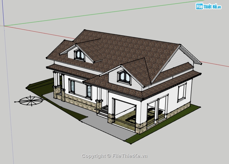 nhà cấp 4,nhà cấp 4 hiện đại,su nhà cấp 4,sketchup nhà cấp 4