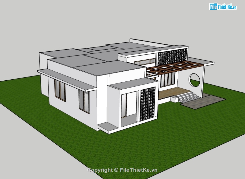 nhà phố 1 tầng,su nhà phố,sketchup nhà phố,nhà phố