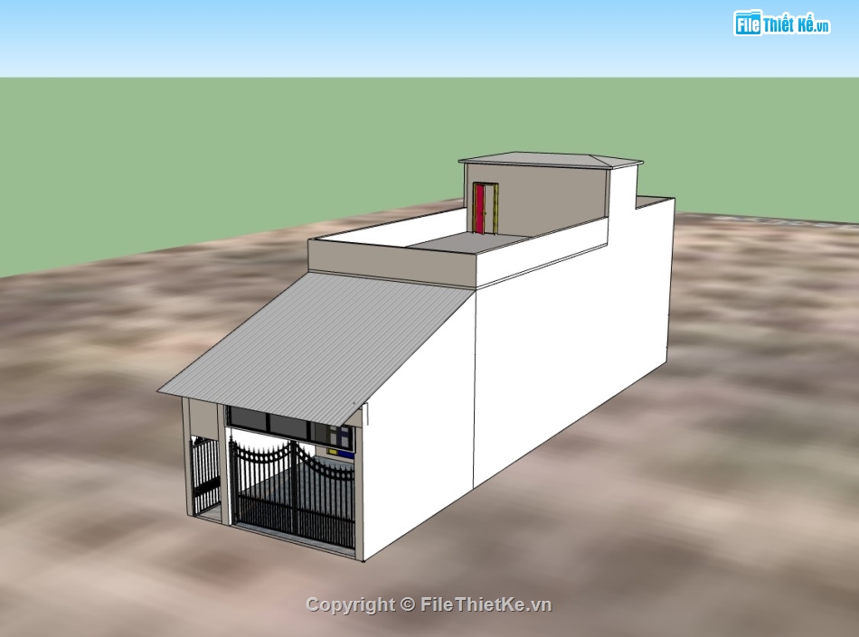 su nhà phố,sketchup nhà phố,su nhà phố 1 tầng,sketchup nhà phố 1 tầng