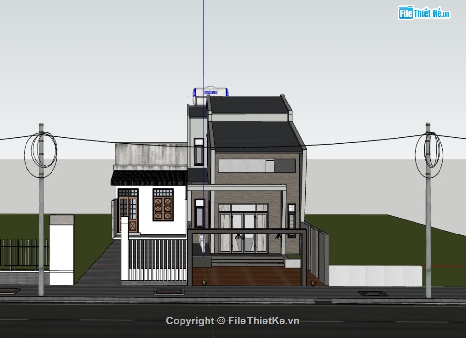 nhà phố 1 tầng,su nhà phố,sketchup nhà phố,su nhà phố 1 tầng,sketchup nhà phố 1 tầng