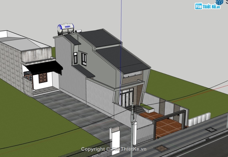 nhà phố 1 tầng,su nhà phố,sketchup nhà phố,su nhà phố 1 tầng,sketchup nhà phố 1 tầng