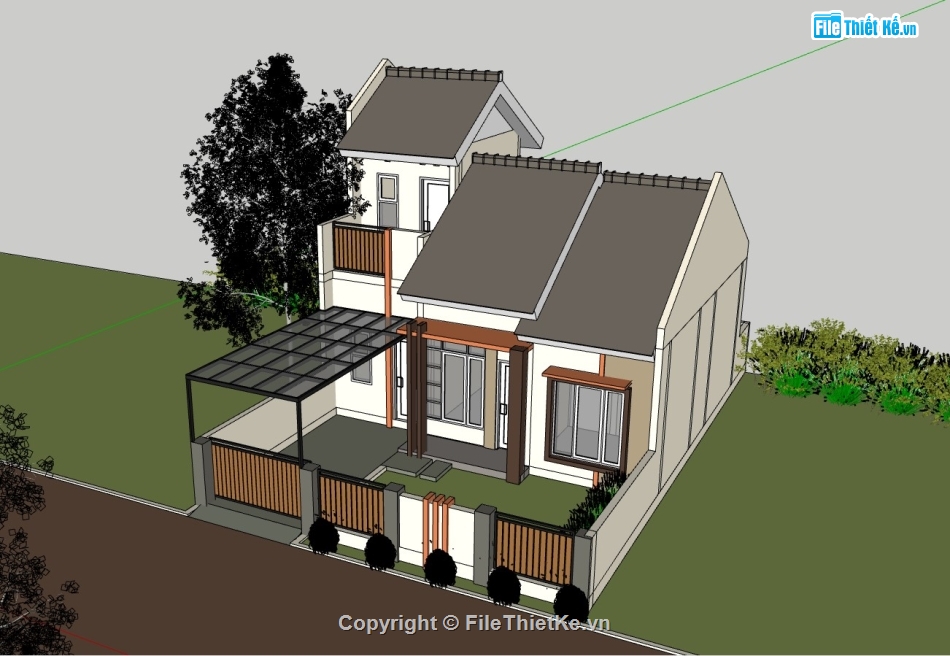 nhà phố 1 tầng,su nhà phố,sketchup nhà phố,su nhà phố 1 tầng