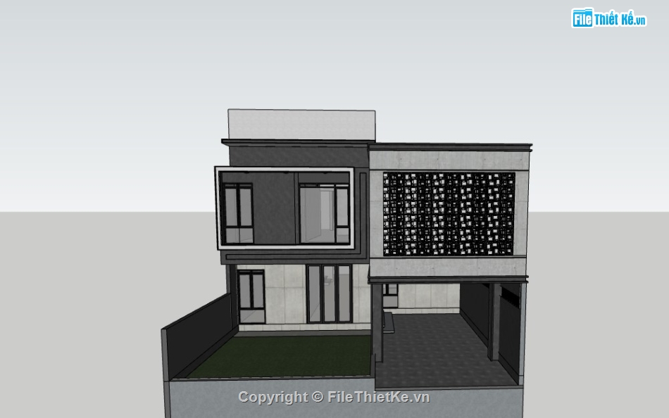 su nhà phố 2 tầng,sketchup nhà phố 2 tầng,su nhà phố,sketchup nhà phố