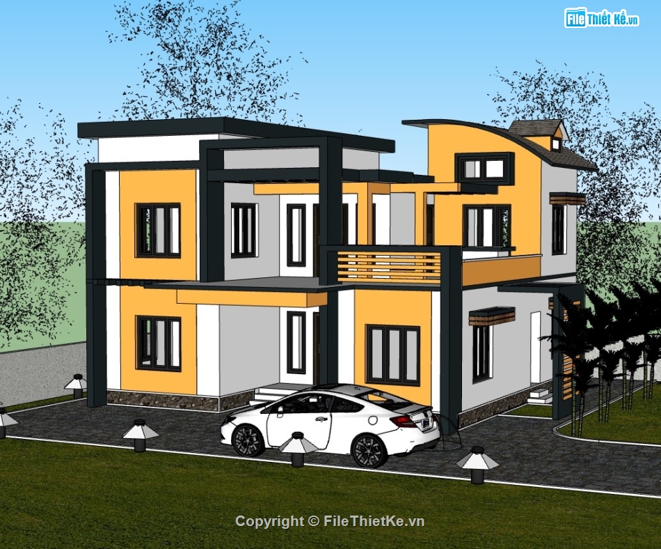 su nhà phố,sketchup nhà phố,su nhà phố 2 tầng