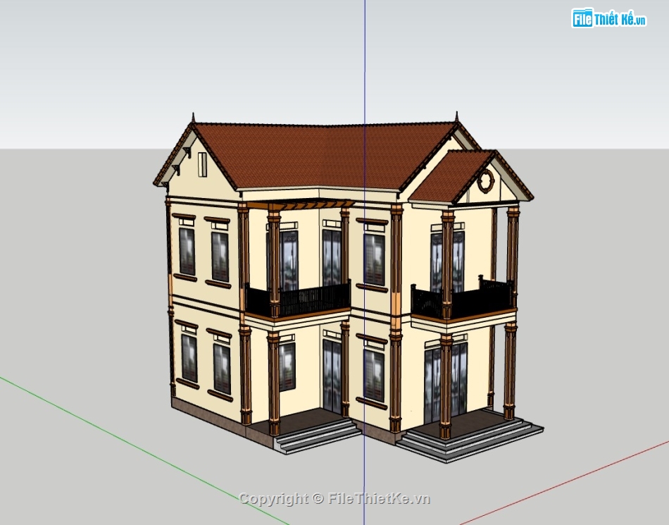 su nhà phố 2 tầng,su nhà phố,sketchup nhà phố,nhà phố 2 tầng