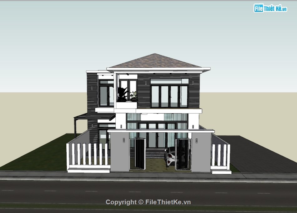 su nhà phố,sketchup nhà phố,su nhà phố 2 tầng,sketchup nhà phố 2 tầng