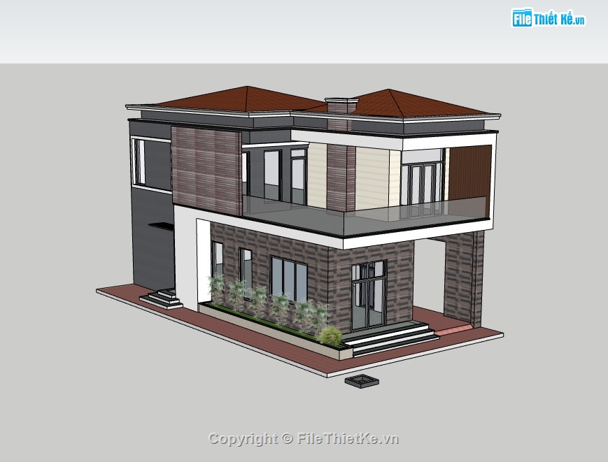 nhà phố 2 mặt tiền,sketchup nhà phố,su nhà phố,su nhà phố 2 tầng,sketchup nhà phố 2 tầng