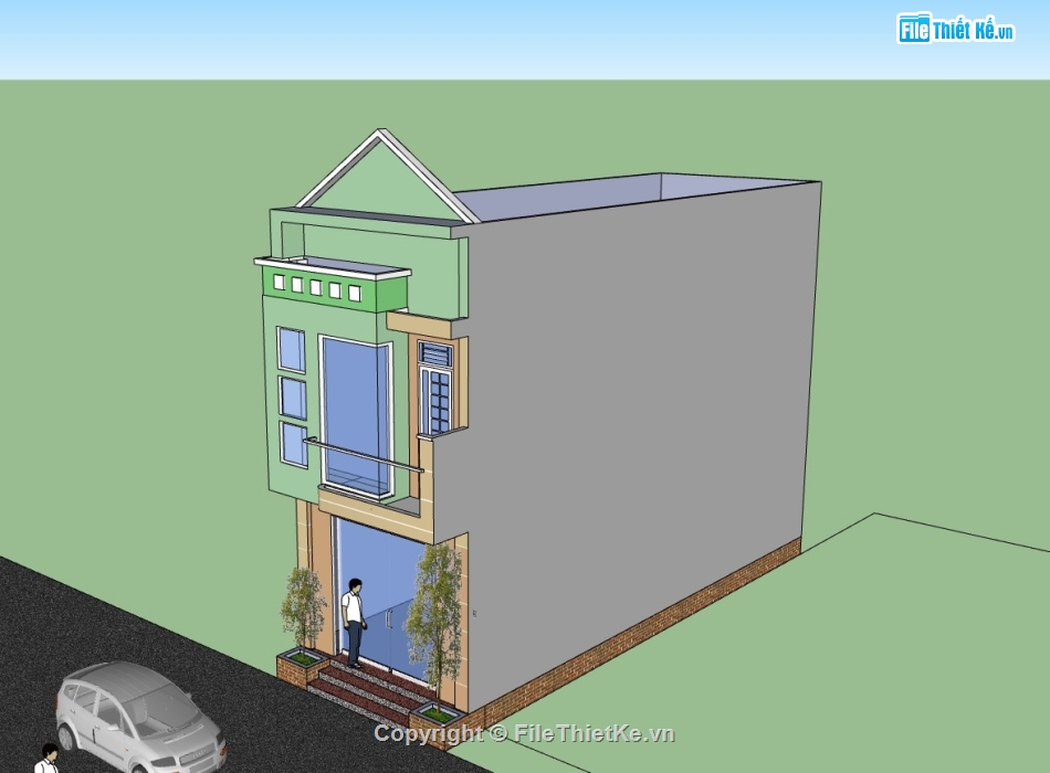 su nhà phố,sketchup nhà phố,nhà phố,nhà phố 2 tầng