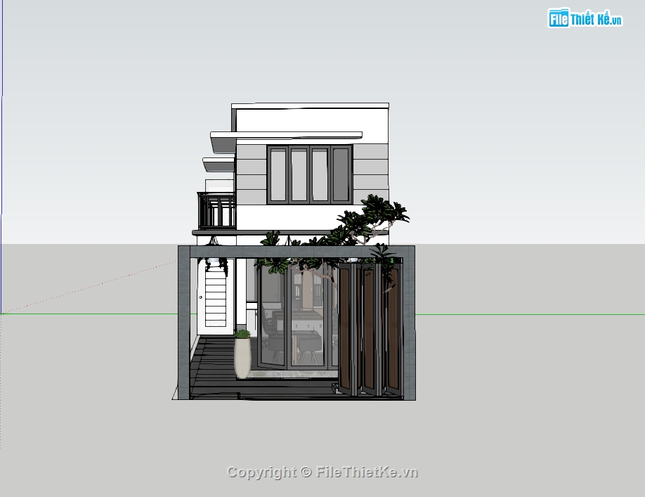 nhà phố,su nhà phố,sketchup nhà phố,su nhà phố 2 tầng,sketchup nhà phố 2 tầng