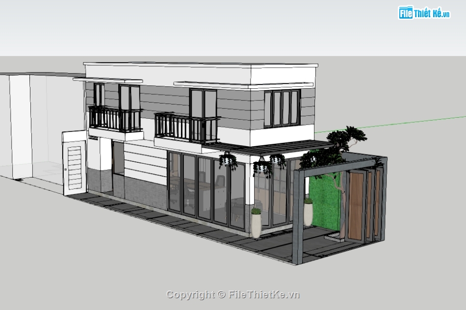 nhà phố,su nhà phố,sketchup nhà phố,su nhà phố 2 tầng,sketchup nhà phố 2 tầng