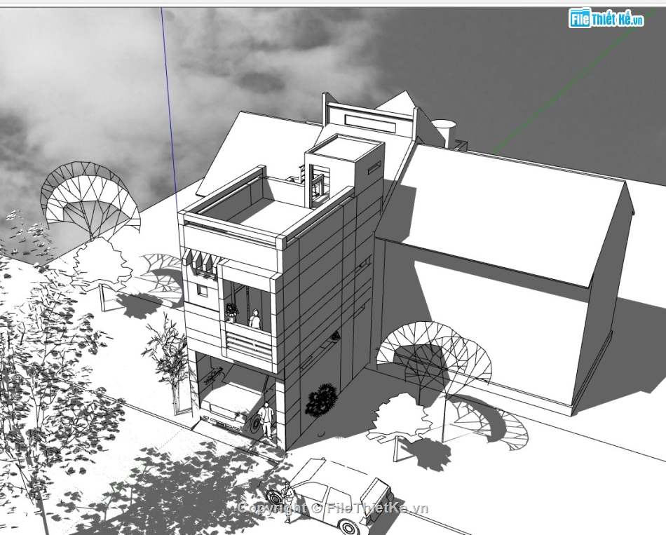 su nhà phố,sketchup nhà phố,su nhà phố 2 tầng,sketchup nhà phố 2 tầng