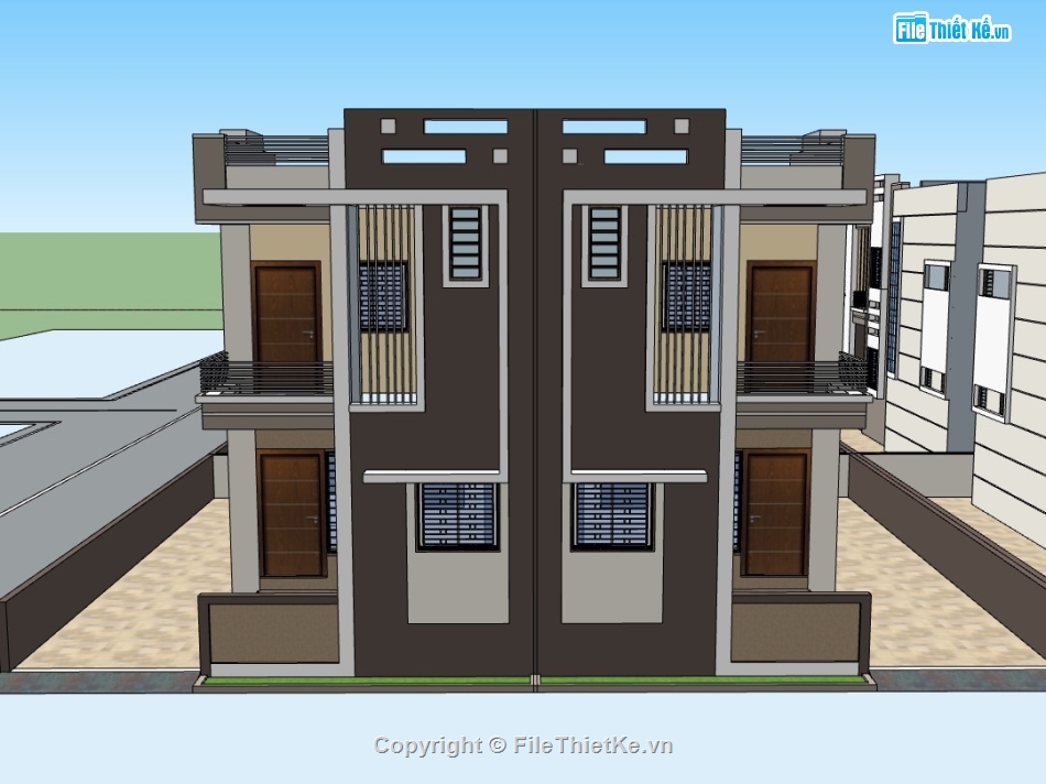 su nhà phố,sketchup nhà phố,su nhà phố 2 tầng,sketchup nhà phố 2 tầng