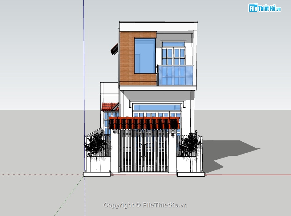 nhà phố 2 tầng,sketchup nhà phố,su nhà phố 2 tầng,sketchup nhà phố 2 tầng