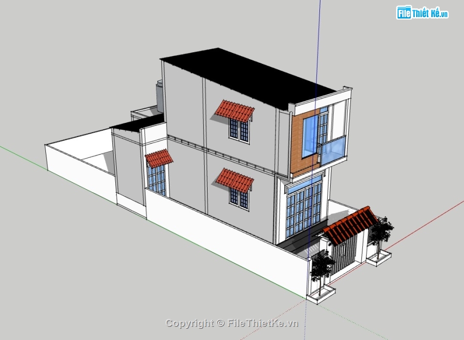 nhà phố 2 tầng,sketchup nhà phố,su nhà phố 2 tầng,sketchup nhà phố 2 tầng