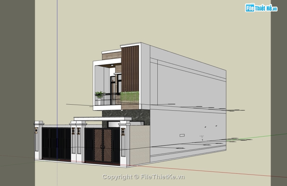 su nhà phố,nhà phố,sketchup nhà phố,su nhà phố 2 tầng