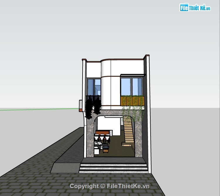 su nhà phố,sketchup nhà phố,su nhà phố 2 tầng,sketchup nhà phố 2 tầng