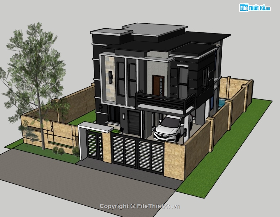 nhà phố,su nhà phố,sketchup nhà phố 2 tầng,su nhà phố 2 tầng