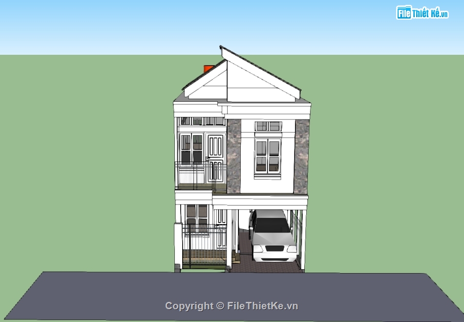 su nhà phố,su nhà phố 2 tầng,sketchup nhà phố 2 tầng