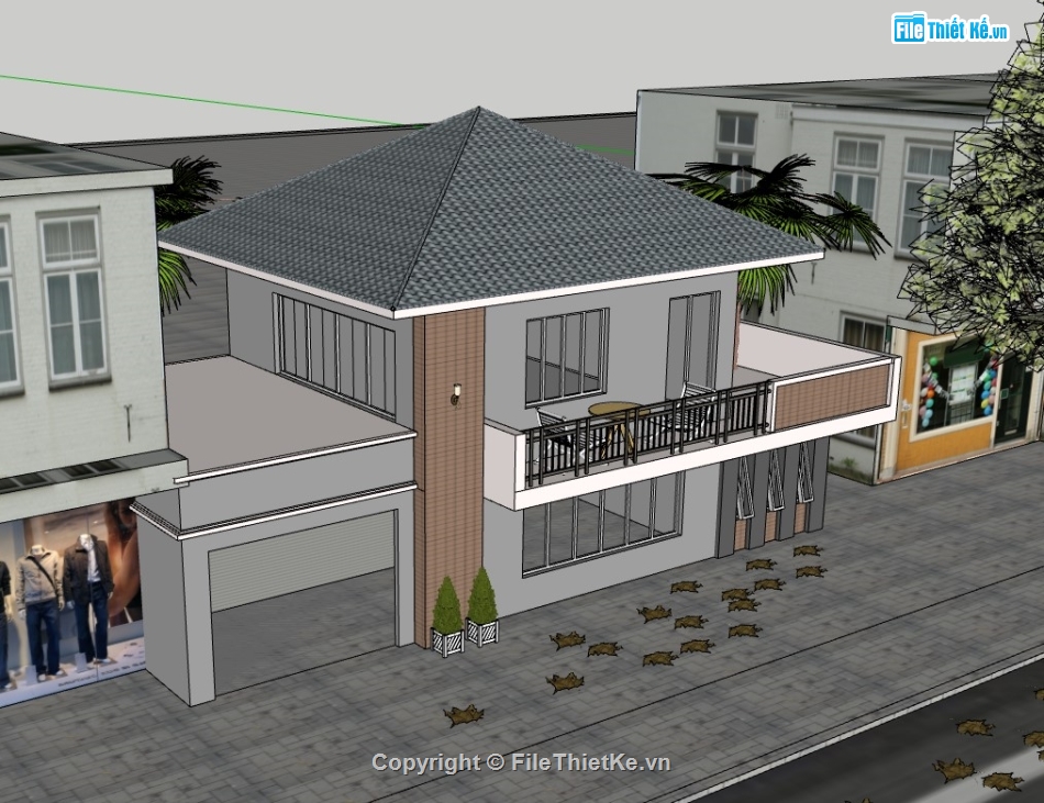 nhà phố 2 tầng,su nhà phố,sketchup nhà phố,su nhà phố 2 tầng