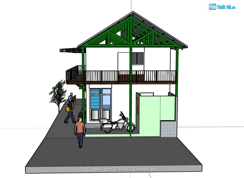 su nhà phố,sketchup nhà phố,su nhà phố 2 tầng,sketchup nhà phố 2 tầng