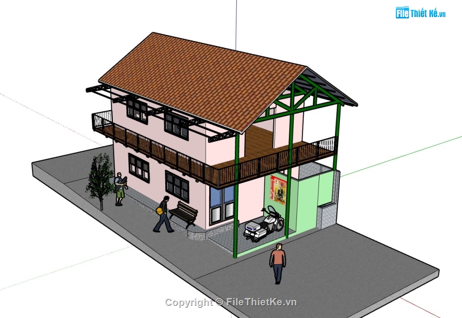 su nhà phố,sketchup nhà phố,su nhà phố 2 tầng,sketchup nhà phố 2 tầng