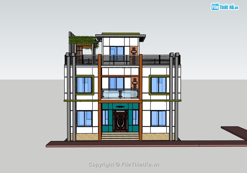 su nhà phố,sketchup nhà phố,su nhà phố 2 tầng,sketchup nhà phố 2 tầng