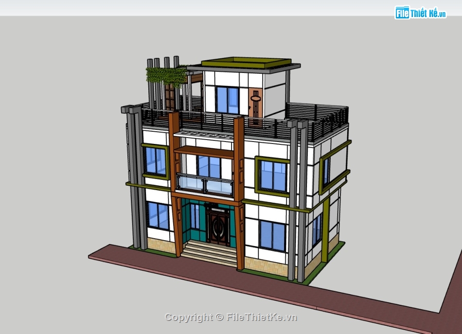 su nhà phố,sketchup nhà phố,su nhà phố 2 tầng,sketchup nhà phố 2 tầng