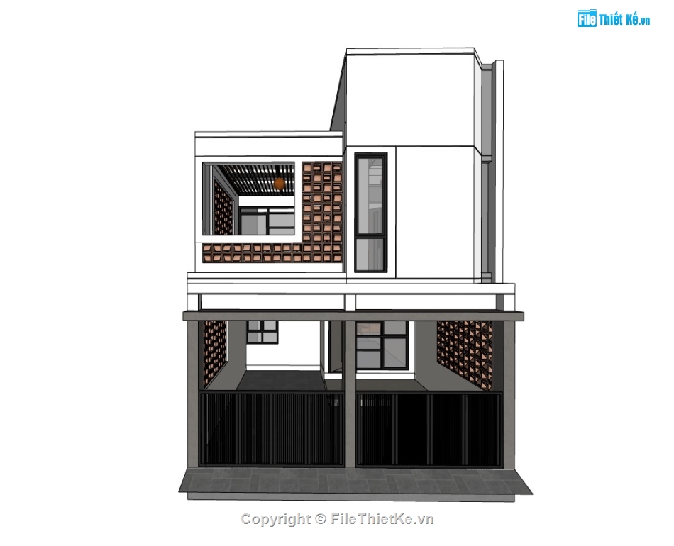 su nhà phố,sketchup nhà phố,su nhà phố 2 tầng,sketchup nhà phố 2 tầng