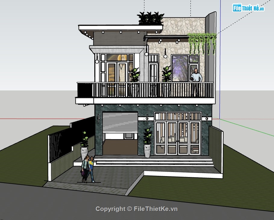 nhà phố 2 tầng,sketchup nhà phố 2 tầng,su nhà phố,sketchup nhà phố