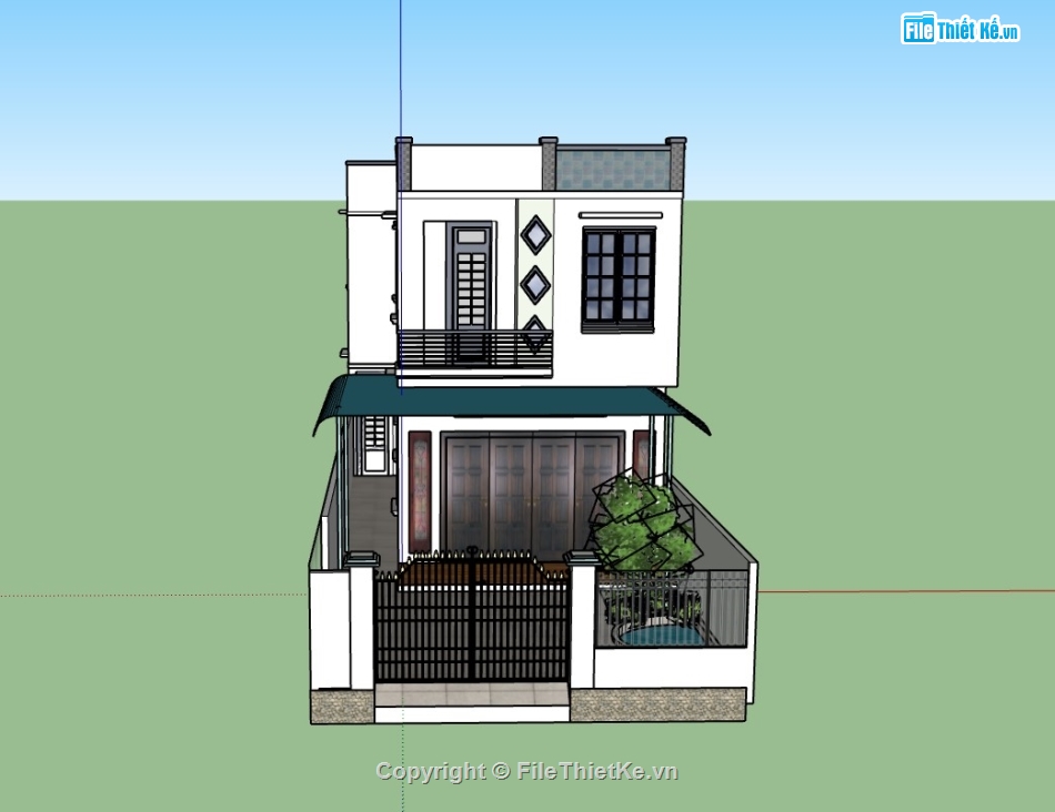 su nhà phố,su nhà phố 2 tầng,sketchup nhà phố