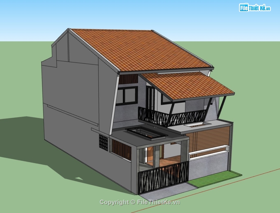 su nhà phố,sketchup nhà phố,su nhà phố 2 tầng,sketchup nhà phố 2 tầng