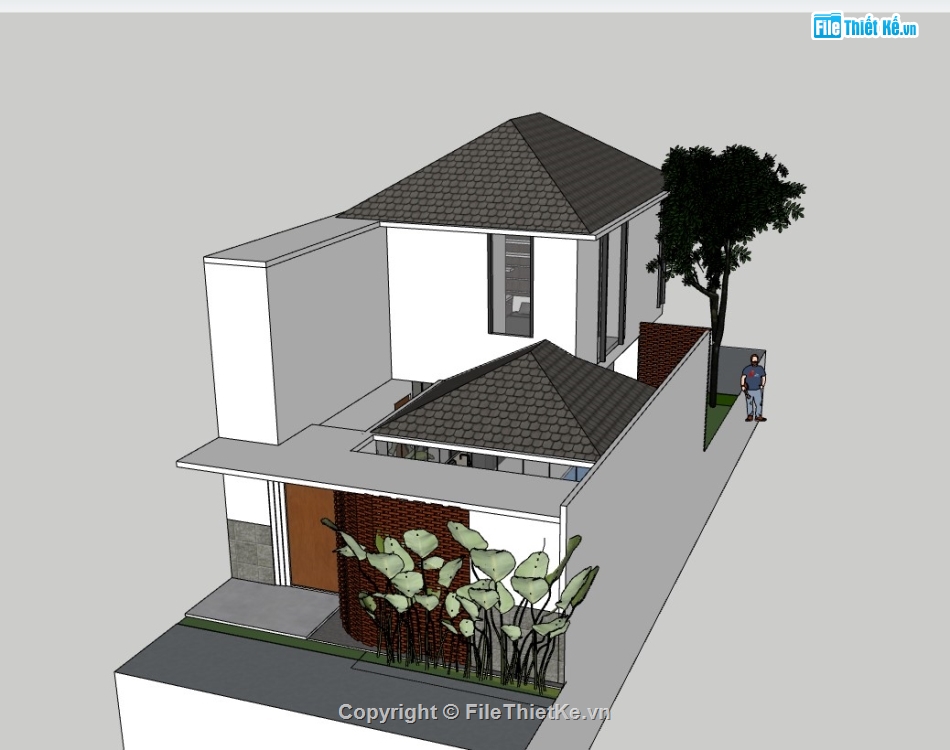 nhà phố,su nhà phố 2 tầng,sketchup nhà phố