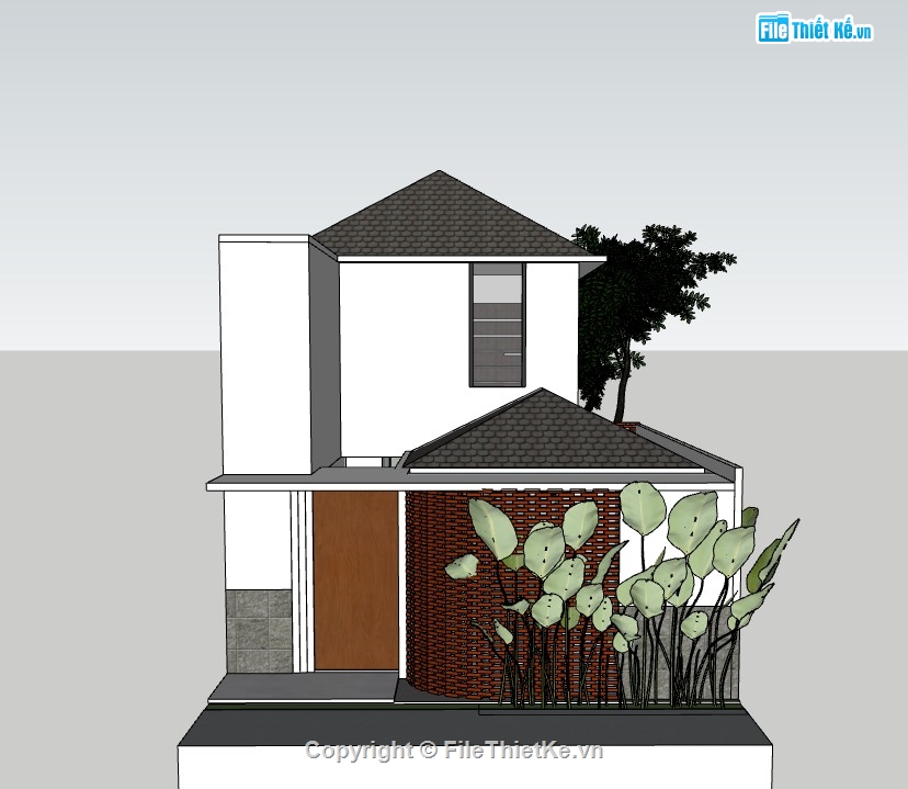 nhà phố,su nhà phố 2 tầng,sketchup nhà phố