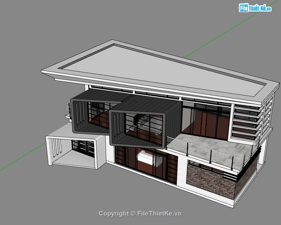 su nhà phố,su nhà phố 2 tầng,sketchup nhà phố 2 tầng,sketchup nhà phố