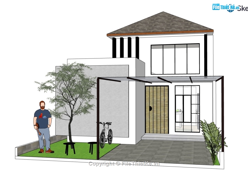 su nhà phố,sketchup nhà phố,su nhà phố 2 tầng,sketchup nhà phố 2 tầng,nhà phố 2 tầng