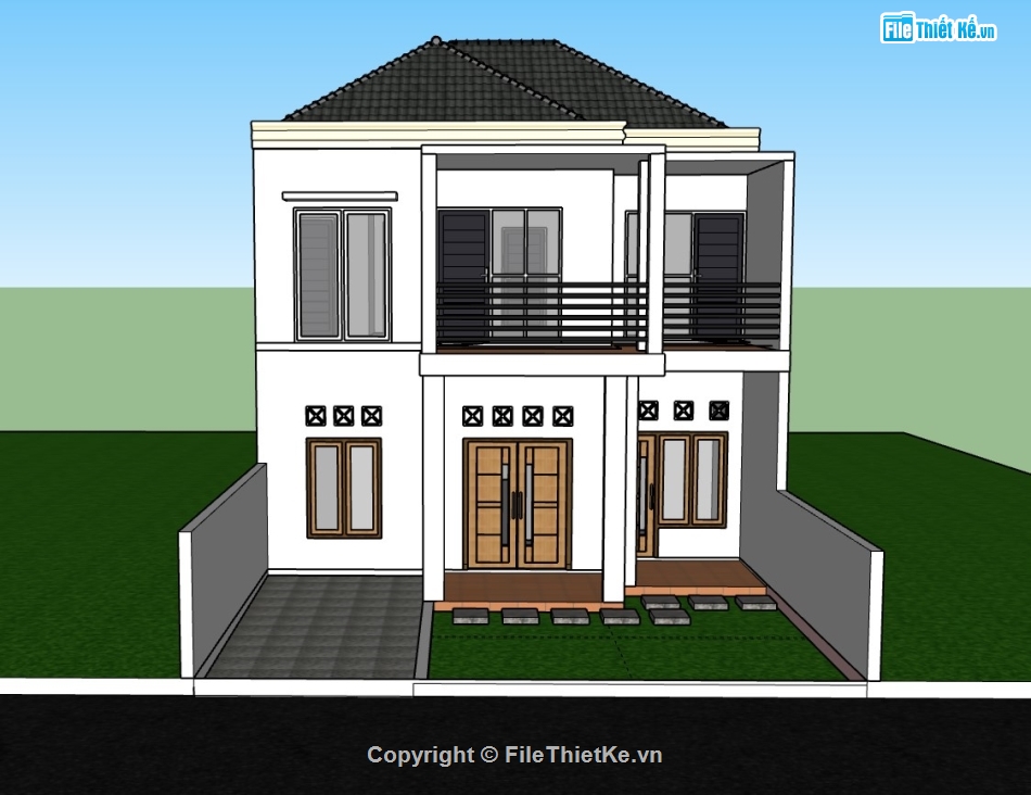 nhà phố 2 tầng,su nhà phố,sketchup nhà phố,su nhà phố 2 tầng