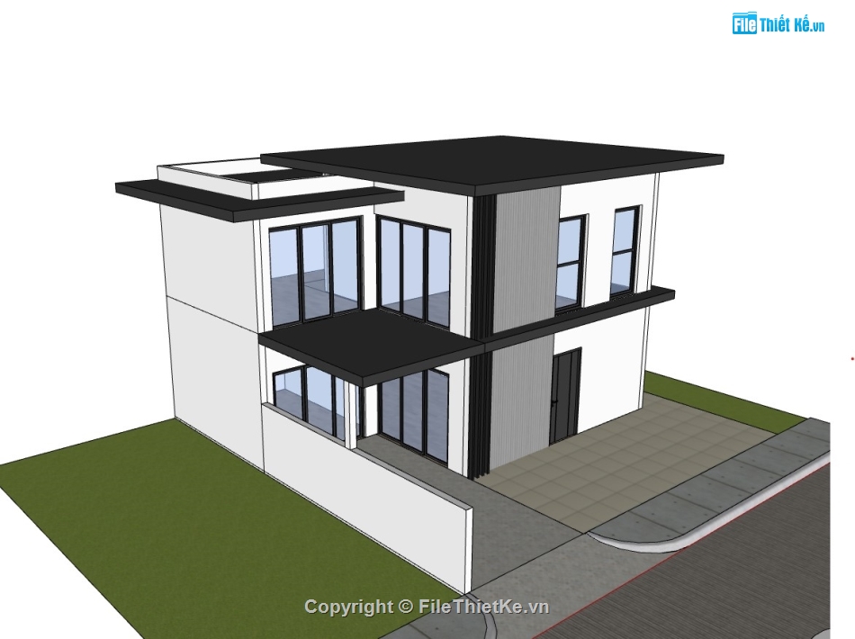 su nhà phố 2 tầng,nhà 2 tầng 8x10m,sketchup nhà phố,sketchup nhà phố 2 tầng