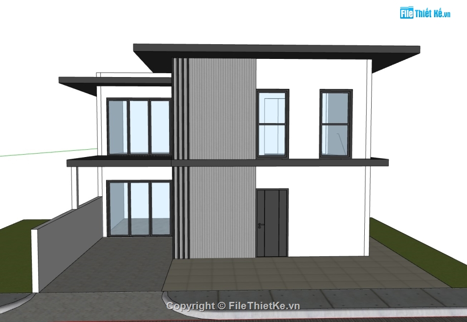 su nhà phố 2 tầng,nhà 2 tầng 8x10m,sketchup nhà phố,sketchup nhà phố 2 tầng
