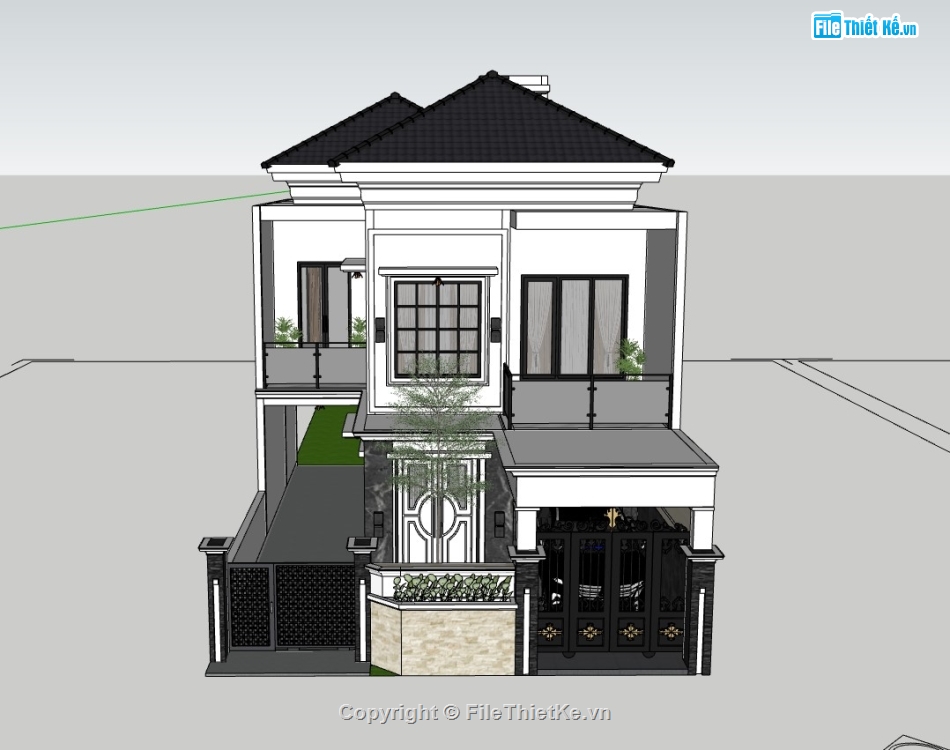 su nhà phố,sketchup nhà phố,su nhà phố 2 tầng