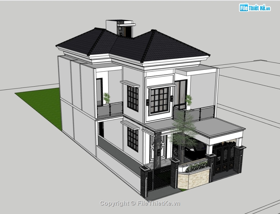 su nhà phố,sketchup nhà phố,su nhà phố 2 tầng