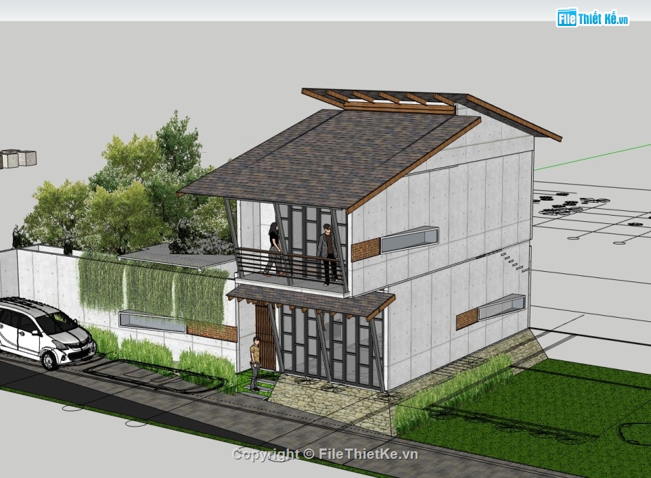 su nhà phố 2 tầng,su nhà phố,sketchup nhà phố 2 tầng,sketchup nhà phố