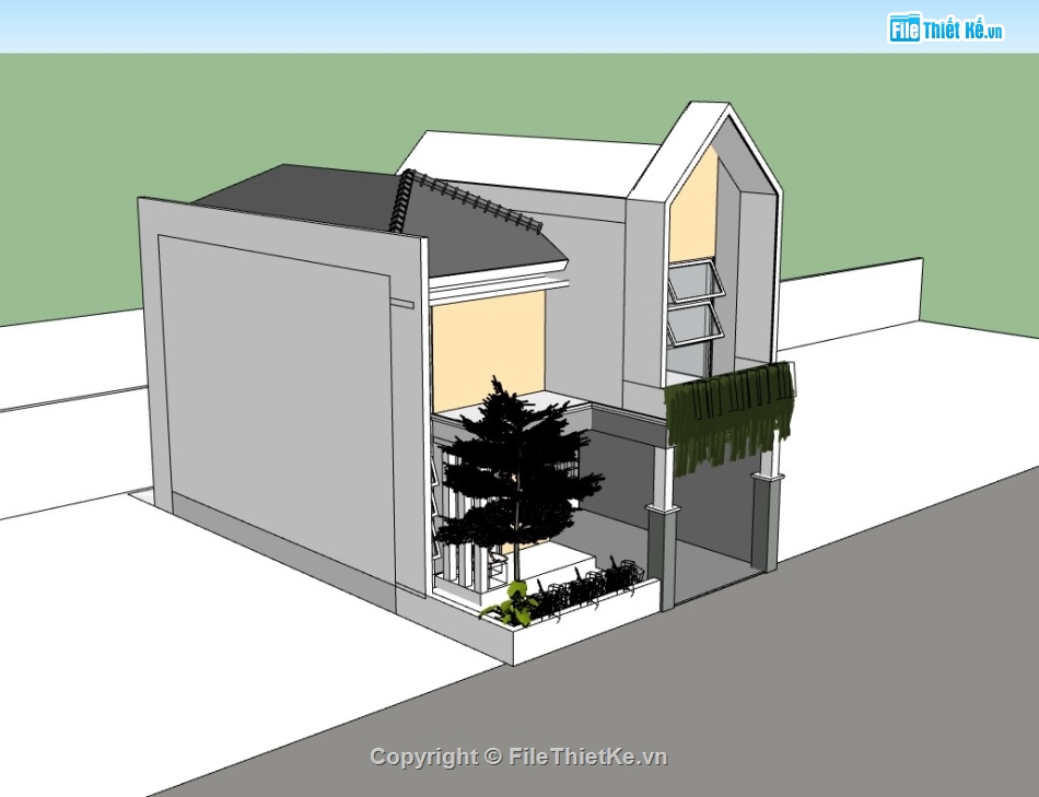 nhà phố 2 tầng,su nhà phố,sketchup nhà phố,su nhà phố 2 tầng