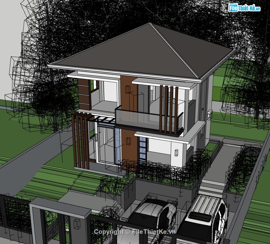 nhà phố 2 tầng,sketchup nhà phố,su nhà phố 2 tầng,sketchup nhà phố 2 tầng