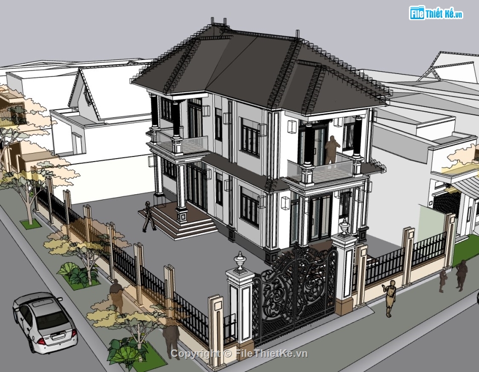 su nhà phố 2 tầng,nhà phố  2 tầng,nhà phố,su nhà phố,sketchup nhà phố 2 tầng
