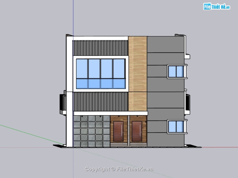 nhà phố 3 tầng,nhà phố 3 tầng su,sketchup nhà phố 3 tầng,su nhà phố