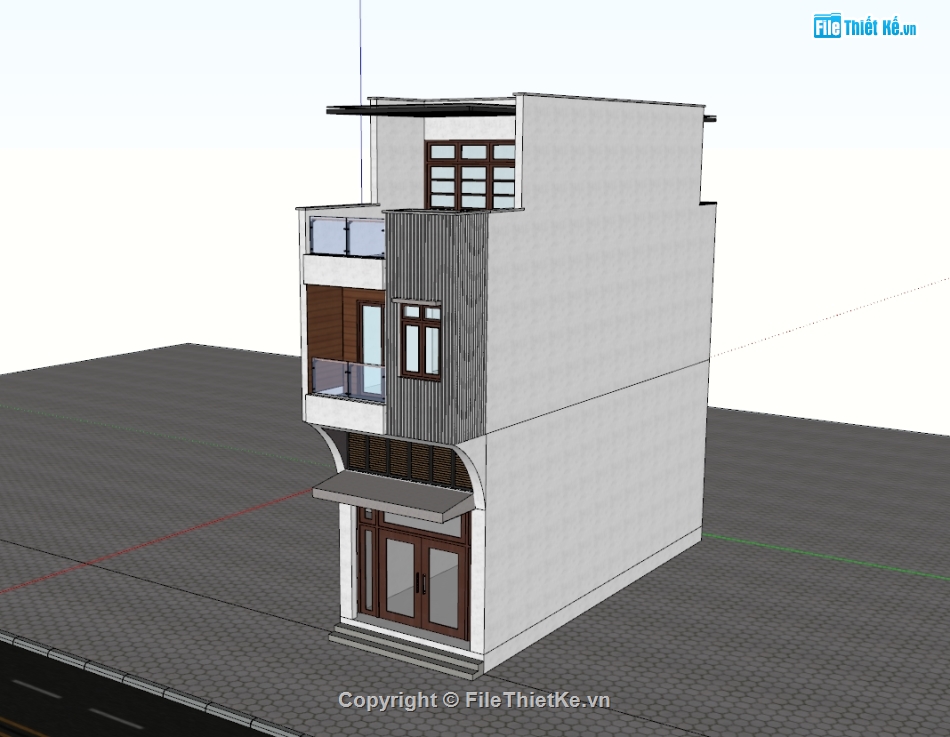 nhà phố 3 tầng,su nhà phố,sketchup nhà phố 3 tầng